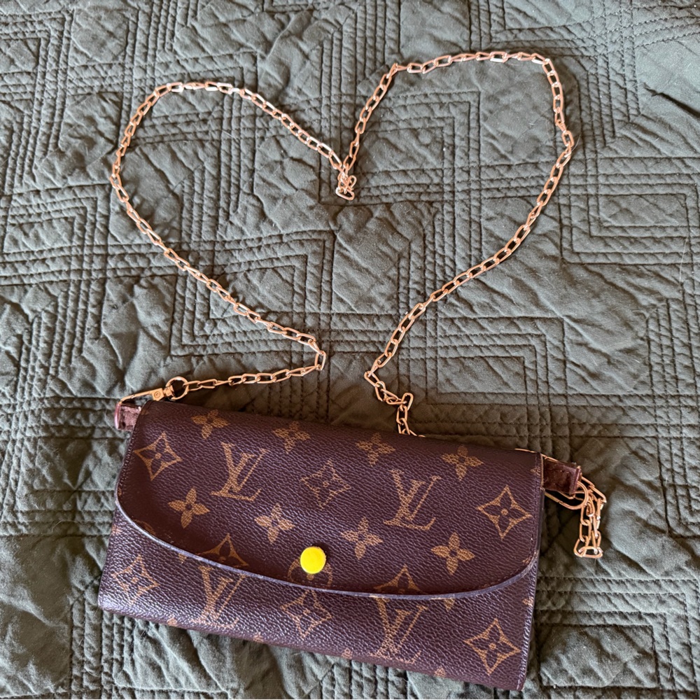 Brown monogram Louis Vuitton Emilie neon long Wallet